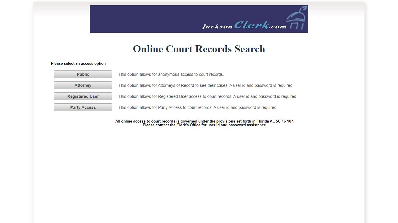 Jackson County OCRS - ONLINE COURT RECORDS SEARCH