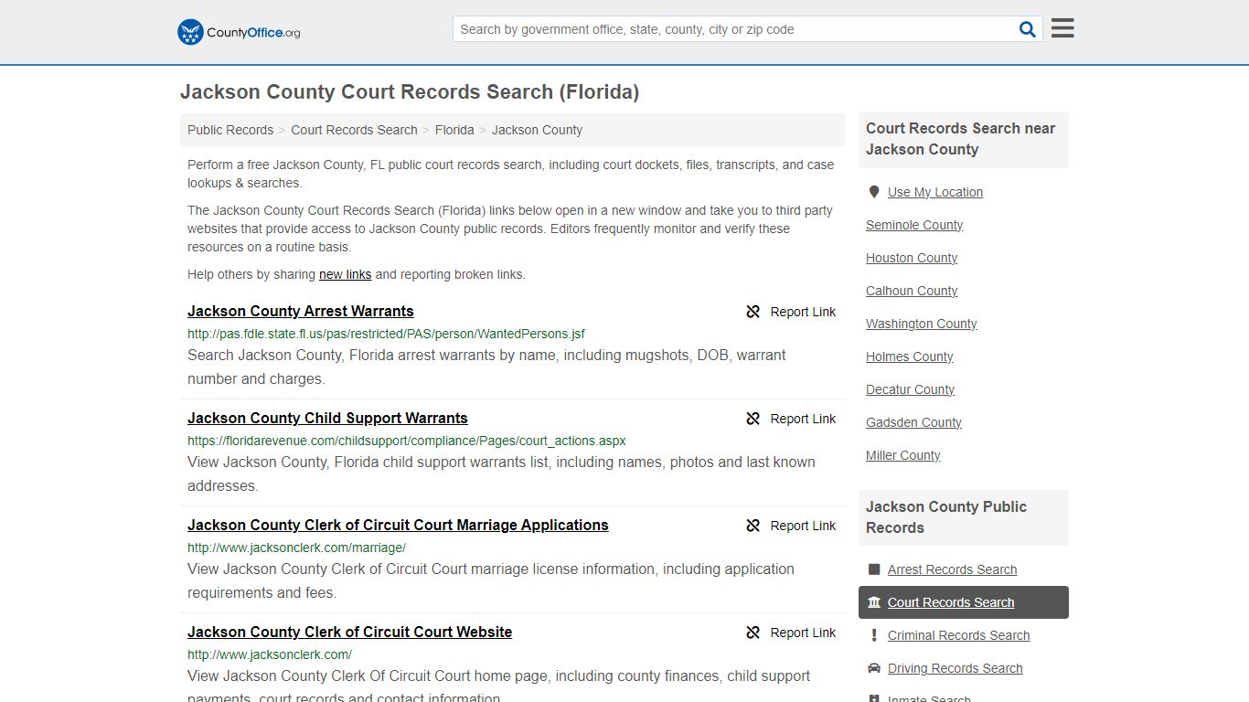 Jackson County Court Records Search (Florida) - County Office