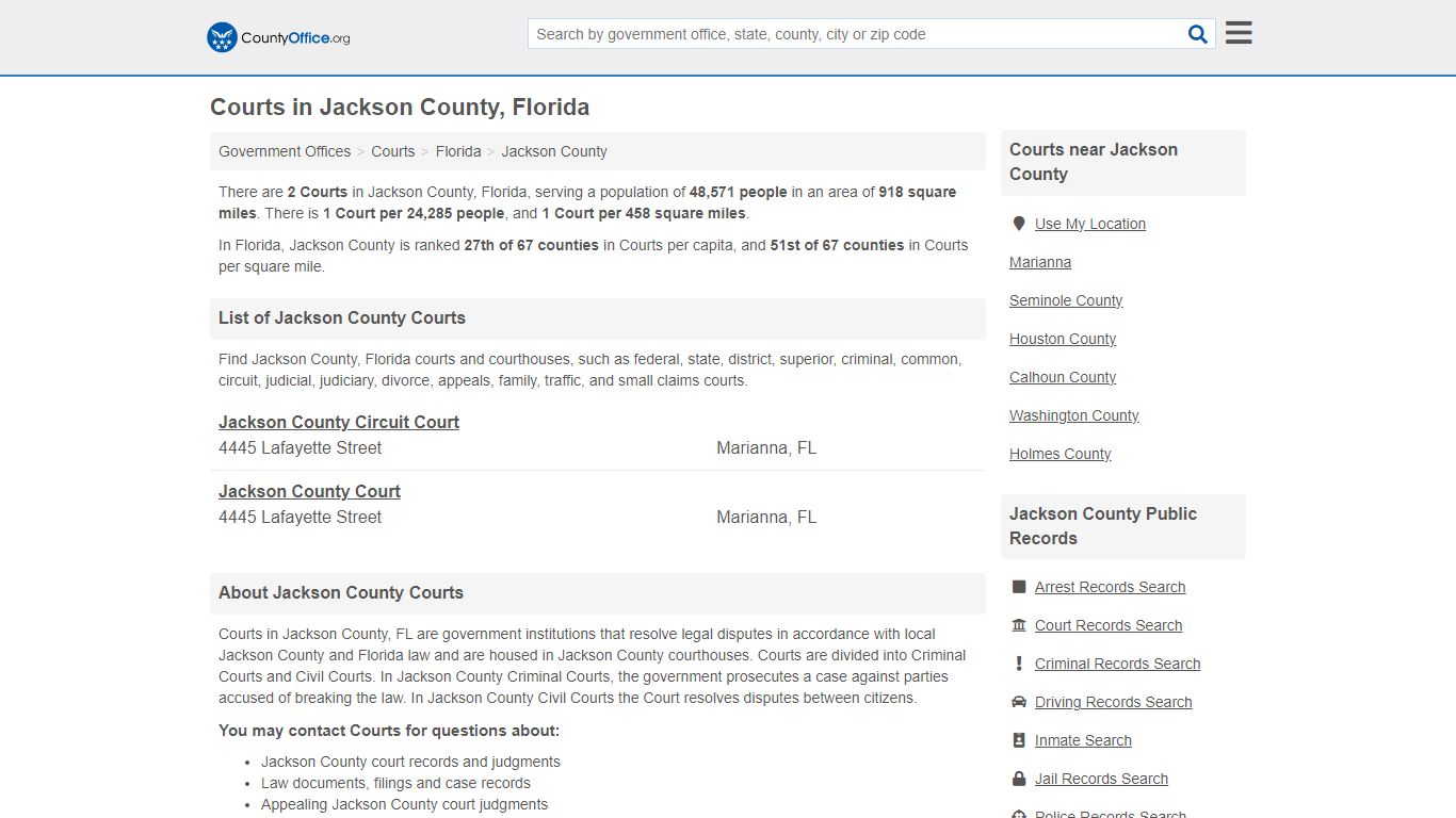 Courts - Jackson County, FL (Court Records & Calendars)
